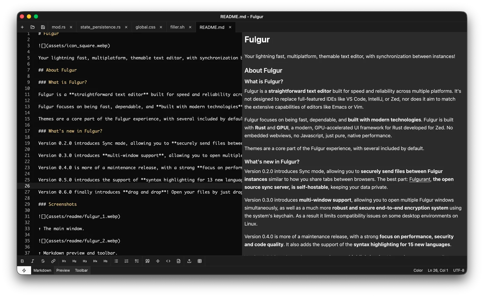 Fulgur - Markdown editing with preview