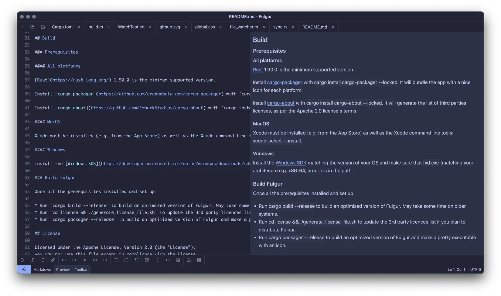 Fulgur - Markdown editing with preview