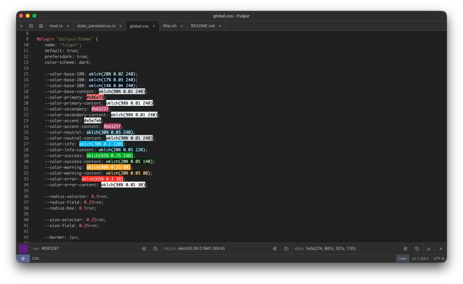 Fulgur - Inline color highlighting & color picker